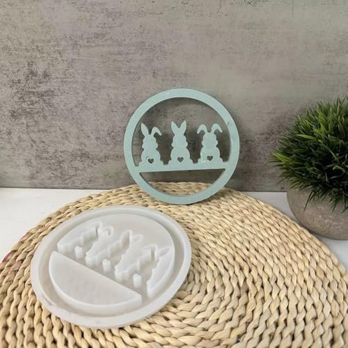 Silikonformen Gießformen Ostern,Silikonform Ostern 3D Silikonform Hase Rund Ring Gipsformen zum Gießen,Gießform Ostern Gießformen Silikon Epoxidharz Formen Giessformen Silikon Ostern für Handwerk