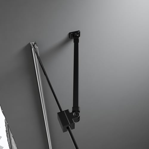 Duschstabilisator 2 Stück 50 cm Fixstabstabilisator 180° Winkel Flexibel an der Wand Montiert Verstellbare Duschwand Glasstärke Duschraum Seitenwand 4-8mm, Matt Schwarz