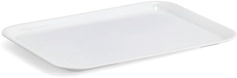 Serviertablett aus kratzfestem Kunststoff, weiß, 43,5 x 32,5 cm