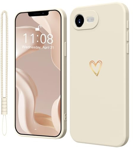 Mitetabo Hülle für iPhone 16e/iPhone SE 4(2025) Handyhülle Gold Liebesher Silikon,Case Mädchen Weich Slim Stoßfest Kratzfeste Süßes Gold Love Schutzhülle für iPhone 16e 6.1 Weiß