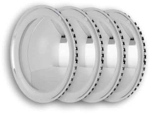 Hansen Styling Parts Universell passendes Radzierblendenset (4 Stück) 14 Zoll – Moon Caps geschlossen Chrom glänzend
