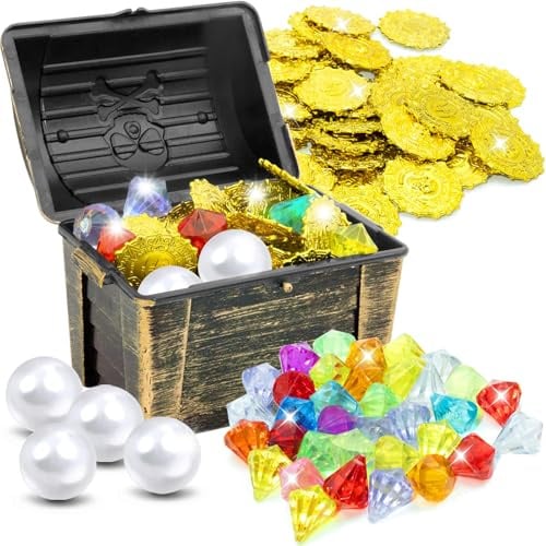 75 Pezzi Giocattoli da Immersione per Bambini con Gemme Colorate, Scrigno del Tesoro, Monete d'oro Pirata, Perla Grande, Giocattoli da Piscina per Bambini Giochi Subacquei e Corsi di Immersione