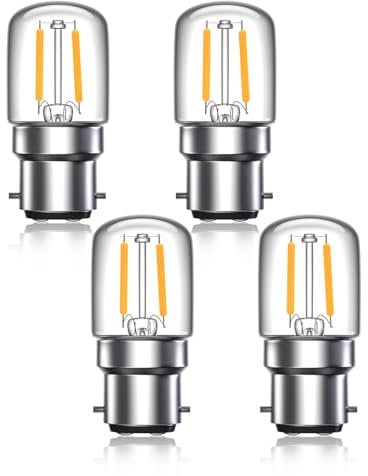 Bonlux LED Pygmy Light Bulbs, 2W Bayonet Cap BC Clear LED Night Light Bulb 15W Replacement, Warm White 2700K for Sewing Machine, Bedside Lamps, Table Lamps, Deco Lamp, 4-Pack
