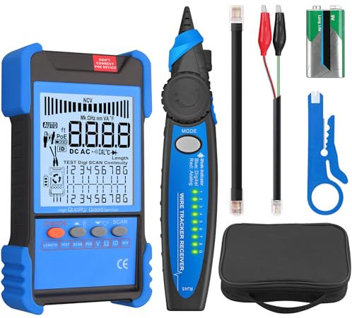 YGiTK Multifunktional Netzwerktester, Netzwerk POE/NCV Kabeltester Kabel CAT5/CAT5e/CAT6/Cat7/Cat8 Wire Tracker mit LCD-Display