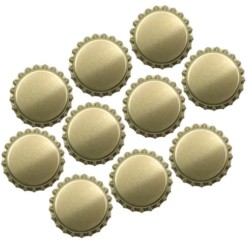 Dekohelden24 1000 Kronkorken, Kronkorken, Metall - Kronkorken, Kronkorken zum selber abfüllen, Kronkorken für Standardflaschen, lebensmittelecht, in Gold.