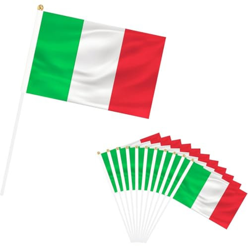 CATOR 50 pezzi Bandiere dell'Italia a manovella Italiane bandiera della stamina,Bandiera Italia con Bastoncino,Mini Bandiera Italiana,per la festa della festa nazionale,festa,parate,giochi di calcio