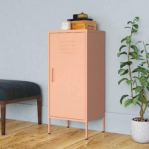 Lagerschrank Rosa 42,5x35x101,5 cm Stahl, Vitrinenschrank Aktenschrank Metallschrank Werkzeugschrank Geeignet für Schule Flur Wohnheim Wohnzimmer