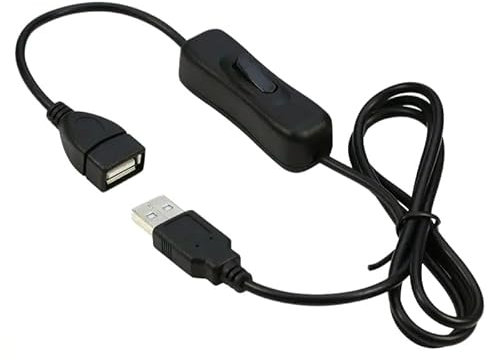 PremiumCord Cable de Extensión USB con Interruptor 1m, Cable de Carga, USB Tipo a Hembra A Macho, Color Negro, Longitud 1m