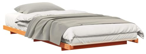 vidaXL Floor Bed Frame Wax brown 90 x 190 cm Solid pine wood, Stylish, Modern Bed Frame, Rectangular Platform, Space-Saving Storage, Solid Wood Minimalist Bedroom Furniture