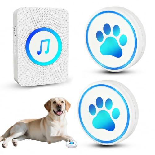 Yoiilifee Dog Door Bell for Potty Training, Smart Wireless Doggie Doorbell to Go Outside, 1000 Feet Long Range with IP65 Waterproof Super-Light Touch Button, 60 Melodies & Adjustable Volume (White)