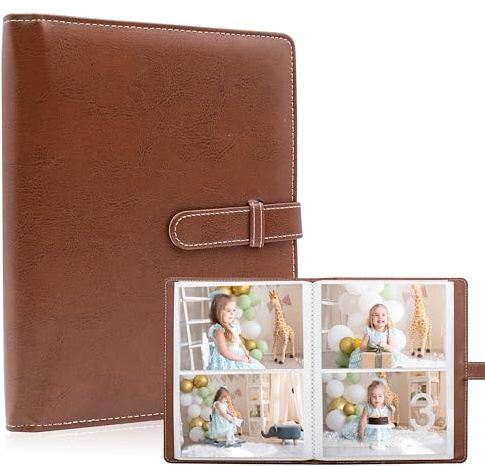 Fotoalbum 15 x 10 cm - 152 Taschen Vegan Leder Cover Memory Album Buch, Geeignet für Familie Hochzeit Jungen Mädchen und Babys Aufbewahrung (braun)