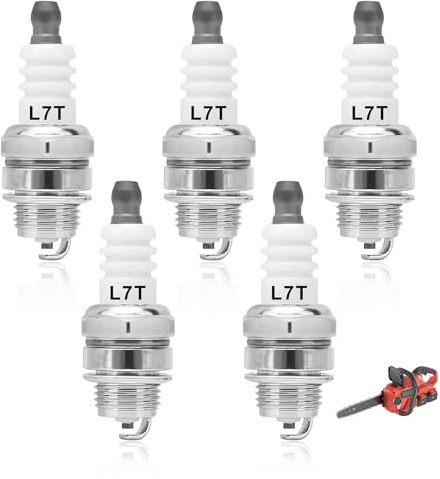 5 Stück Zündkerze L7T Universal Ersatz kompatibel mit BPMR7A, B6HS, B4-LM sowie WSR6F, WSR5F & weiteren Typen, für Rasenmäher Kettensäge Pinselschneider Garten Strimmer Trimmer 2-Takt-Motor