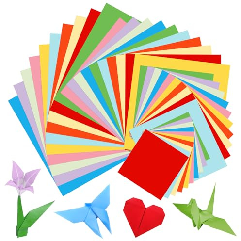600 Blatt Origami Papier,20x20cm,15x15cm,10x10cm | 7×7cm Bastelpapier Bunt in 10 Farben,70g/m² Faltpapier Quadratisch,Doppelseitiges,Origamipapier für Haus,Kunstprojekte
