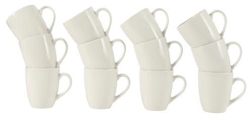 Gibson Home Great Essentials 12 Ounce Porcelain Coffee Mugs - Set of 12 - Cups for Latte, Hot Tea, Cappuccino, Mocha, Espresso, Cocoa