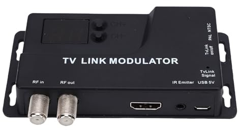 Topiky HDMI To RF Modulator, VHF UHF AV To RF Coaxial Converter for TV PAL NTSC Format, RF TV Micro Modulator, 471.25Mhz To 885.25MHz Channel Switc H HD Coaxial Converter for TV Tuner