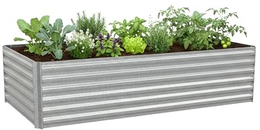 Relaxdays Hochbeet, verzinktes Metall, für Blumen, Pflanzen & Gemüse, HxBxT: 57x240x90 cm, Pflanzenbeet, Farbauswahl | Pflanzen & Gemüse, HxBxT: 57x240x90 cm, Garten Pflanzenbeet