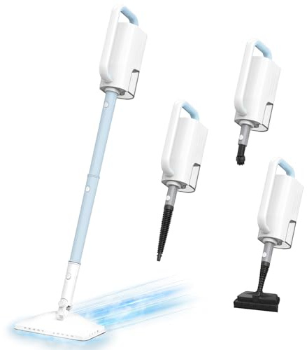 Steam Cleaner, 6 in1 Rotated Steam Mop Cleaner with 2 Modes, 2 Microfiber Pads, 400ML Removable Tank, 23FT Power Cable, Detachable Steam Mops for Floor, Laminate Floor, Tiles Cleaning (Denim Blue)