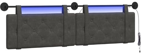 vidaXL Hängendes Kopfteil Mit LED Licht Schwarz Antikes PU, Moderner, rechteckiger Wandkopfteil, platzsparende Rückenlehne, schickes Zimmer-Accessoire, zeitgemäßes Schlafzimmermöbel