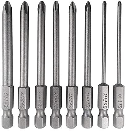 Gasea 8pcs 75mm 1/4 inch Hex Shank Magnetic Long Cross Head Screwdriver Bits Phillips Screw Screwdriver Set…