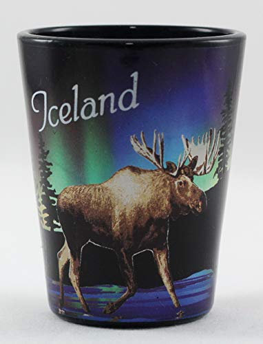 Iceland Northern Lights Elch Schnapsglas
