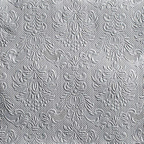 Ambiente 60 Stück Elegance Dinner Serviette - geprägt - 40 x 40 cm + 1 Luftballon Karloon ' Alles Gute' - silber
