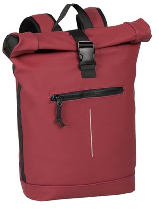New Rebels Unisex Wasserabweisender Rolltop-Rucksack 21l Rolltop-Backpack mit 15,6-Zoll-Laptopfach Reiserucksack mit Klickverschluss – Rucksack mit Vordertasche flexible Aufbewahrung Burgundy roth