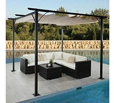 Garten Pavillon Pergola 3,5x3,5 m Creme stabil Gartenzelt Partyzelt Terasse Dach