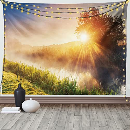 ABAKUHAUS Bunt Wandteppich und Tagesdecke, Baum Ukraine Rural aus Weiches Mikrofaser Stoff Waschbar ohne Verblassen Digitaldruck, 230 x 140 cm, Tan