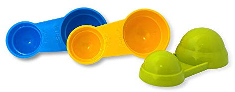 WePrep Measuring Spoon Set | Beautifully Bright Colours | Compact 4 in 1 Design | Proudly Made in The UK (Light Blue, Yellow & Green, Set of 3)