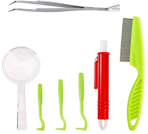 MengH-SHOP Zeckenentferner-Kit Hundepflege auchl Tick Remover Kit inkl Zeckenentferner Werkzeugset Geeignete Zeckenzange für Hunde und Katzen 7 Stück