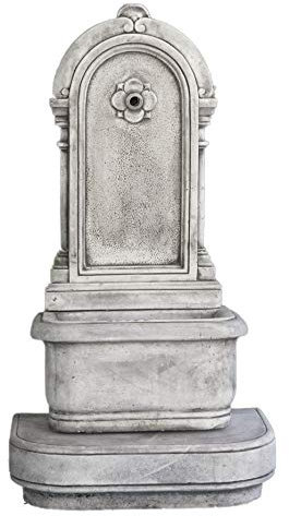 Fuente de Pared de hormigón clásica Romantica 60x40x113cm. - Fuente de jardín Decorativa Romana Estilo jardín Ingles.- Bomba de Agua incluida - Hecho en España.|Peso: 126Kg