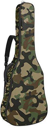 Gitarrentasche mit Reißverschluss, wasserdicht, weich, für Bassgitarre, Akustik- und klassische Folk-Gitarre, Camouflage-Grün