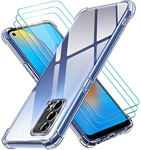 ivoler Klar Hülle für Oppo A74 4G mit 3 Stück Panzer Schutz Glas, Dünne Weiche TPU Silikon Transparent Stoßfest Schutzhülle Durchsichtige Kratzfest Handyhülle Case