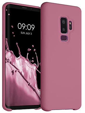 kwmobile Hülle kompatibel mit Samsung Galaxy S9 Plus Hülle - Silikon Handy Case - Handyhülle weiche Oberfläche - kabelloses Laden - Dark Rose