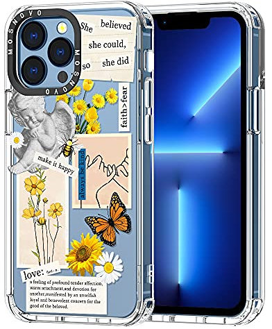 MOSNOVO für iPhone 13 Pro Hülle – Durchsichtige, schlanke, stoßfeste TPU+PC-Handyhülle, [6,6 Fuß Fallschutz/Anti-Abziehen] - Vintage-Collage-Kunst