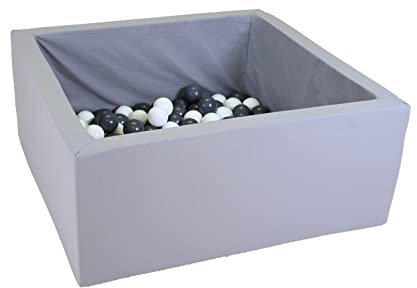 Knorrtoys 68052 - Bällebad Soft eckig Grey - 100 Balls Grey/White