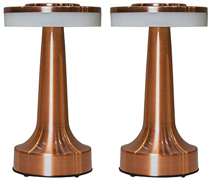 MiniSun | Contemporary Wireless Copper Touch Table Lamps with Integrated Rechargeable LED Mood Light | Table Lamps, Home Décor & Improvement Essential | Set of 2