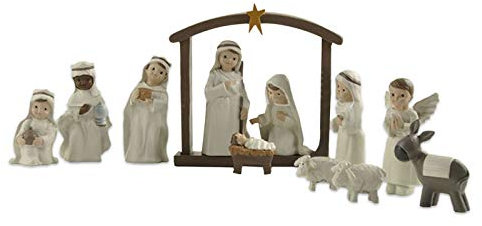 ARSBORUI Krippenfiguren Set Weihnachten mit 11 Figuren, Harz Weihnachten Krippe Figur klassischen Krippe Set Weihnachtskrippe Figuren Set Für Den Schreibtisch, Fenster, Dekoration