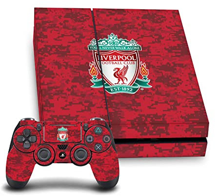 Head Case Designs Offizielle Liverpool Football Club Crest Red Camouflage Kunst Vinyl Haut Gaming Aufkleber Abziehbild kompatibel mit Sony Playstation 4 PS4 Console and DualShock 4 Controller Bundle