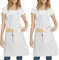 4sold Confezione da 2 grembiuli regolabili unisex in 100% cotone, con 2 tasche, spessi grembiuli da cucina da cuoco, per casa, cucina, ristorante, caffetteria, bianco, Taglia unica