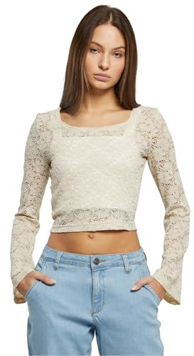 Urban Classics Damen T-Shirt Ladies Cropped Lace Longsleeve softseagrass 4XL