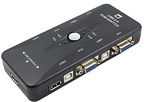 wiianoxd per 4 porte USB 2.0 KVM Switch Box + 4 KVM Cavi Tastiera Monitor VGA SVGA PC Laptop