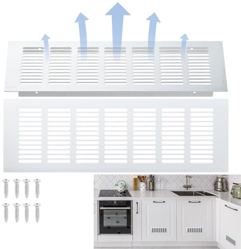 TsunNee 4PCS Air Vent Grilles Cover, 300 x 100mm Aluminum Alloy Kitchen Plinth Vent Grilles, Internal Vent Cover Ventilation Grilles, Ventilation Cover for Cabinet Wardrobe Cupboard, Silver