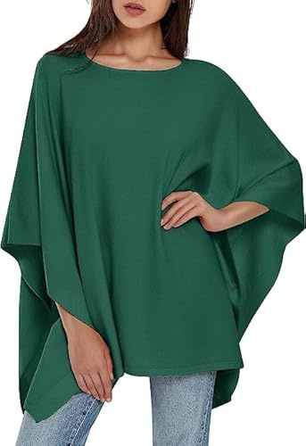 PULI Damen Pullover-Poncho Elegant Strick Locker Geschnittenes | Büro, Reisen, Abendlooks, Alltag,Fixierschlitze halten Poncho sicher. Einheitsgröße Gr. 36–44, 158–172 cm