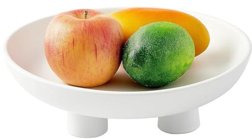 Keramik-Obstschale Keramikschalen für Küchentheke, 25,4 cm, weiß, große dekorative Schalen für moderne Wohnkultur, runde Standschale, Schlüsselschale, Servierschale für Hund und Katze