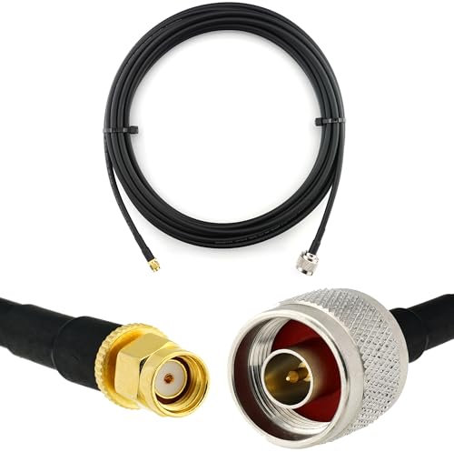 12m RP-SMA Stecker auf N Stecker Koaxialkabel — 12 Meter Verlustarmes HF-240 (LMR 240 Äquivalent) Antennenkabel 50ohm Verlängerungskabel — für WiFi Router Antenne Wireless RF WLAN Radio Modem