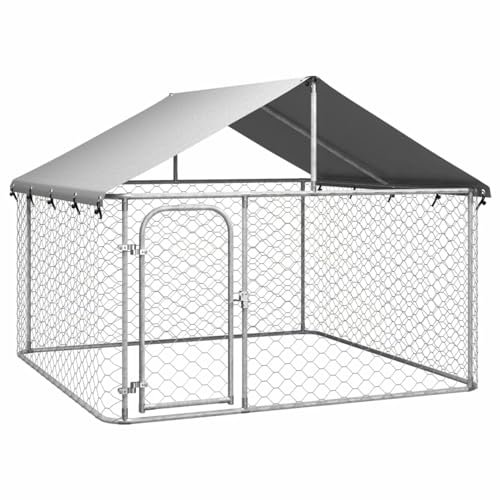 BaraSh Outdoor-Hundezwinger mit Dach EisenkäFig FüR Hunde Outdoor Hundezwinger HaustierkäFig Hundevilla 200x200x150 cm