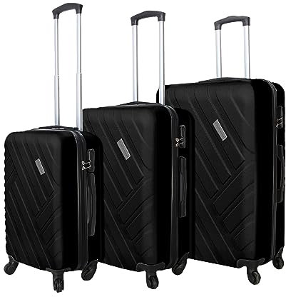 VERTICAL STUDIO 20 24 28 Koffer Reisekoffer 3er-Set Trolley Mehrteilig mit Ziffern Kofferschloss aus Kunststoff (ABS) Vier Rollen (Schwarz Vantaa)