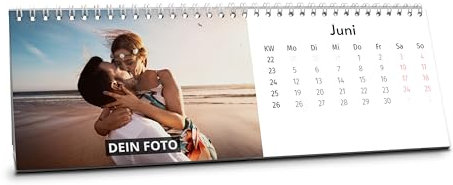 PhotoFancy® - Personalisierter Tischkalender 2026 mit eigenen Fotos - Fotokalender 'Panorama' im Querformat mit eigenen Bildern selbst gestalten
