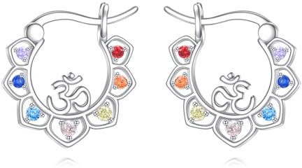 YFN Chakra Ohrringe Sterlingsilber Chakra Creolen Ohm Ohrringe Sieben Chakra Schmuck Yoga Geschenk für Frauen und Mädchen